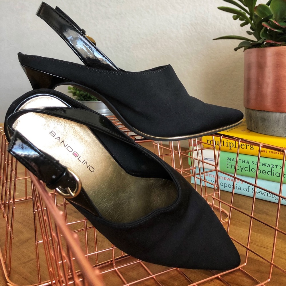 Bandolino Slingback Pumps with Gold Buckle